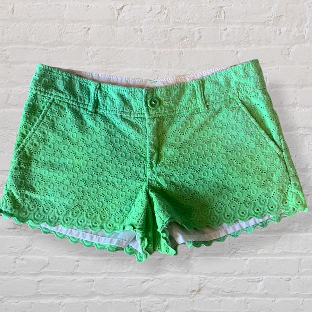 Lilly Pulitzer High Waist Green Eyelet Shorts